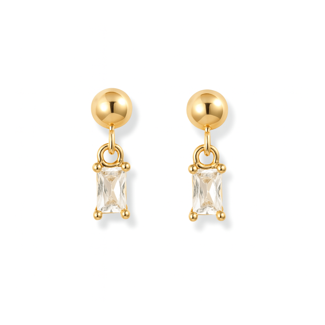 Emerald Cut CZ Diamond Drop Earrings - Le Serey