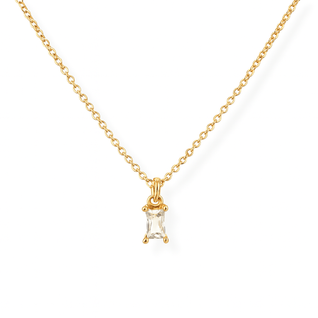 Emerald Cut CZ Diamond Necklace - Le Serey