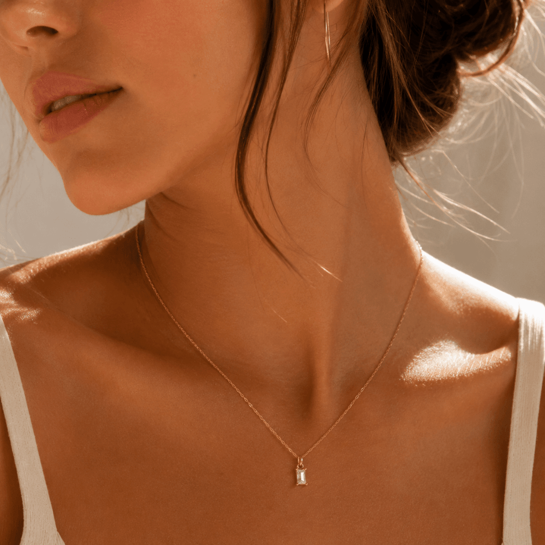 Emerald Cut CZ Diamond Necklace - Le Serey