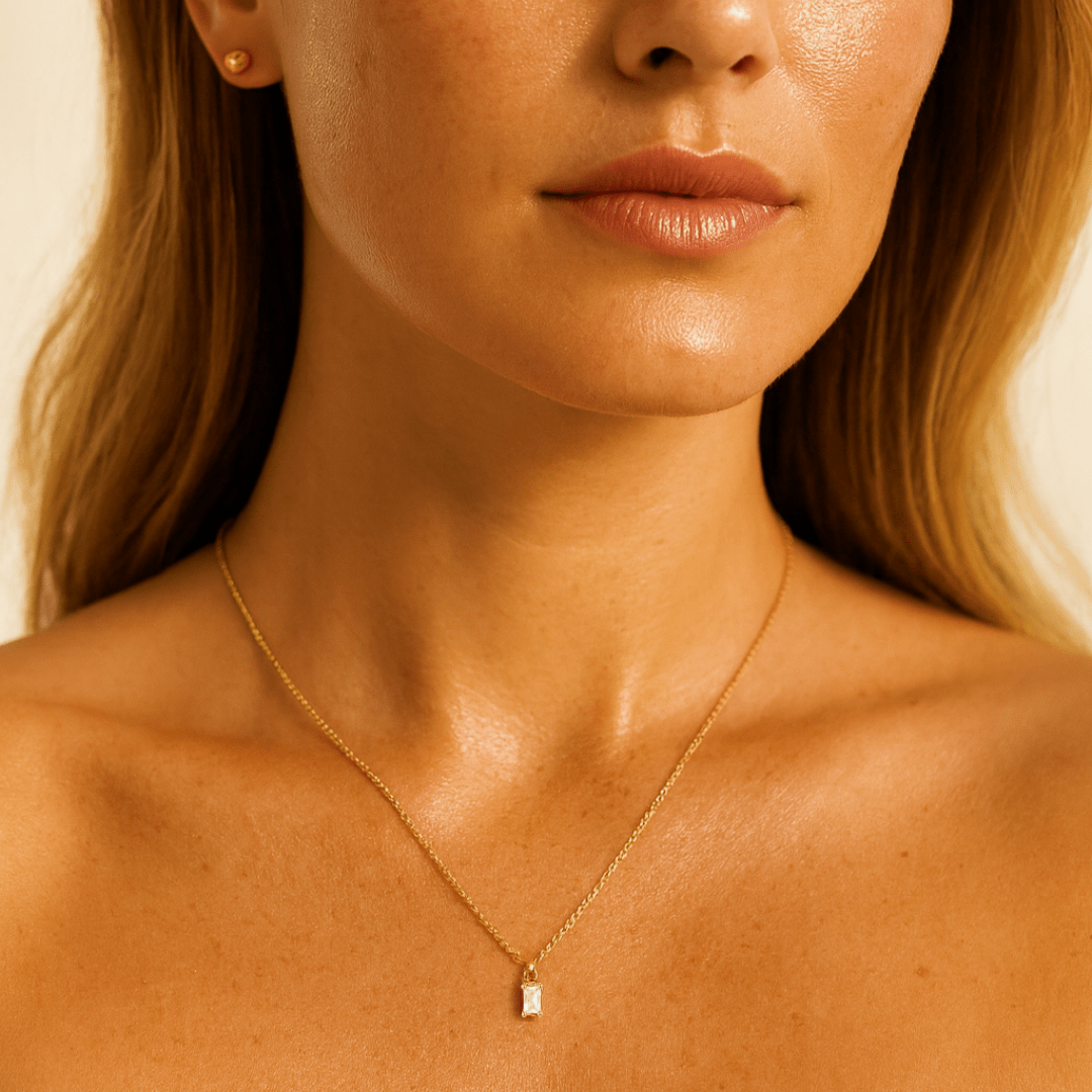 Emerald Cut CZ Diamond Necklace - Le Serey