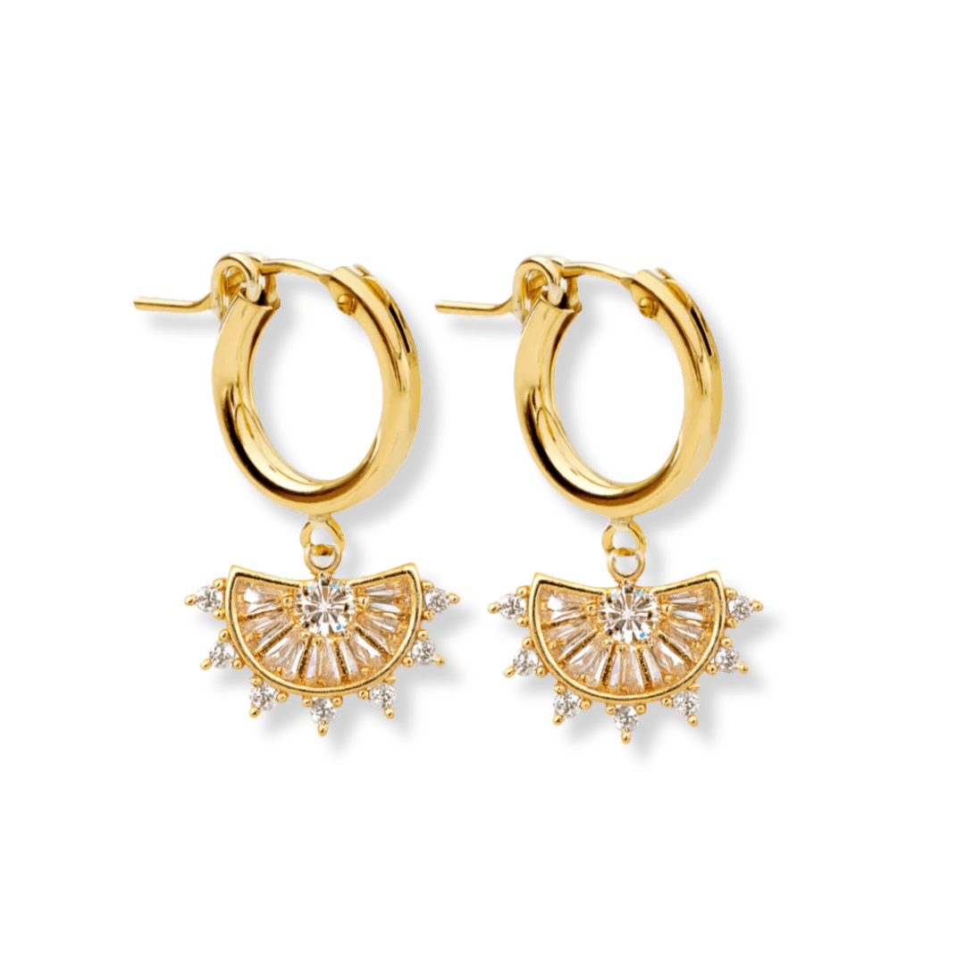 Huggie Hoops + Fan Drop Charm - Le Serey