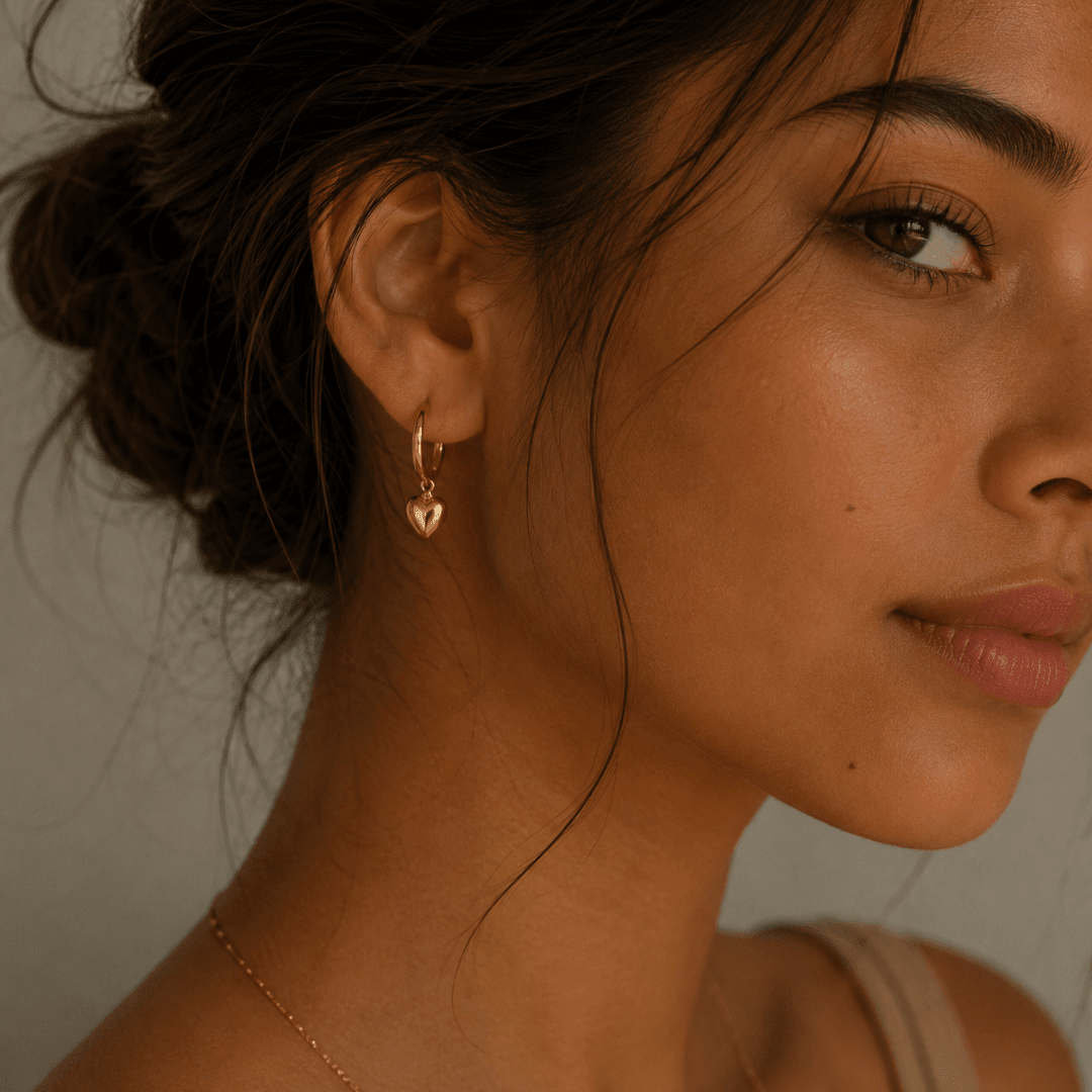 Huggie Hoops + Heart Charm - Le Serey