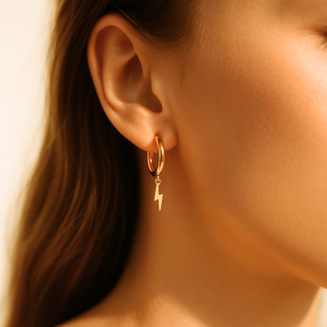 Huggie Hoops + Lightning Charm - Le Serey