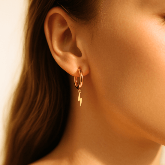 Huggie Hoops + Lightning Charm - Le Serey