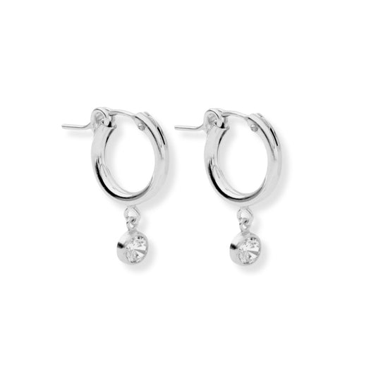 Huggie Hoops + Tiny Diamond Drop Charm - Le Serey