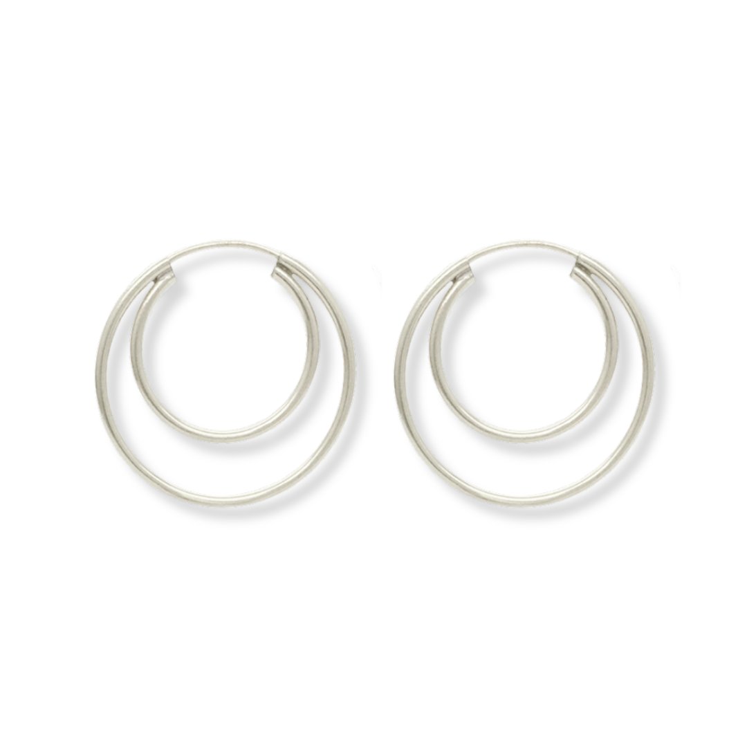 Silver Double Hoop Multi Hoop Earrings - Le Serey