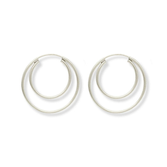 Silver Double Hoop Multi Hoop Earrings - Le Serey