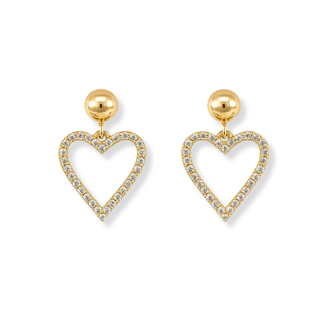 Open Heart Drop Earrings - Le Serey
