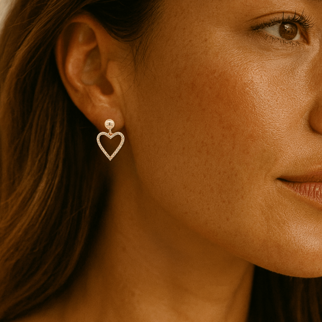 Open Heart Drop Earrings - Le Serey