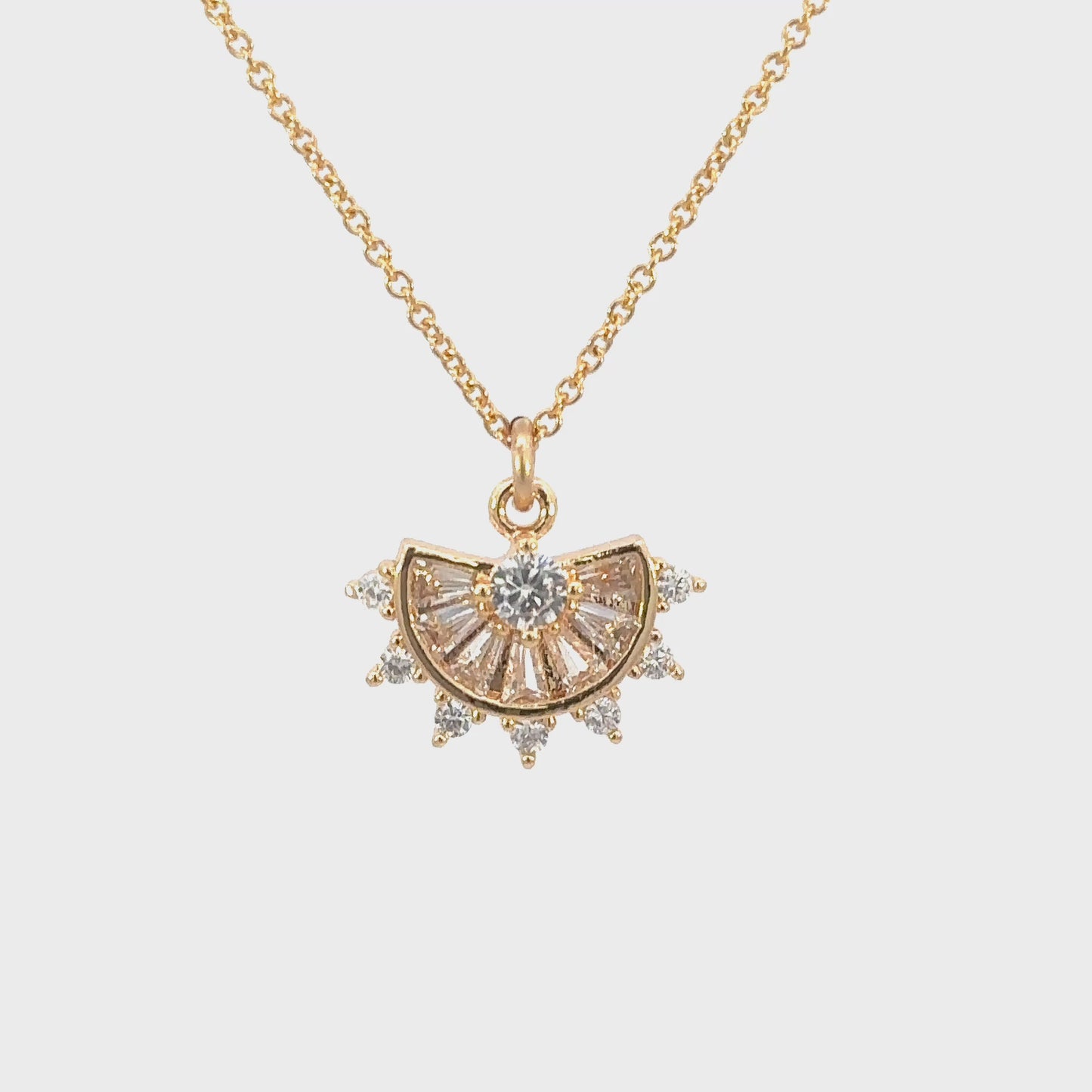 CZ Diamond Fan Drop Necklace
