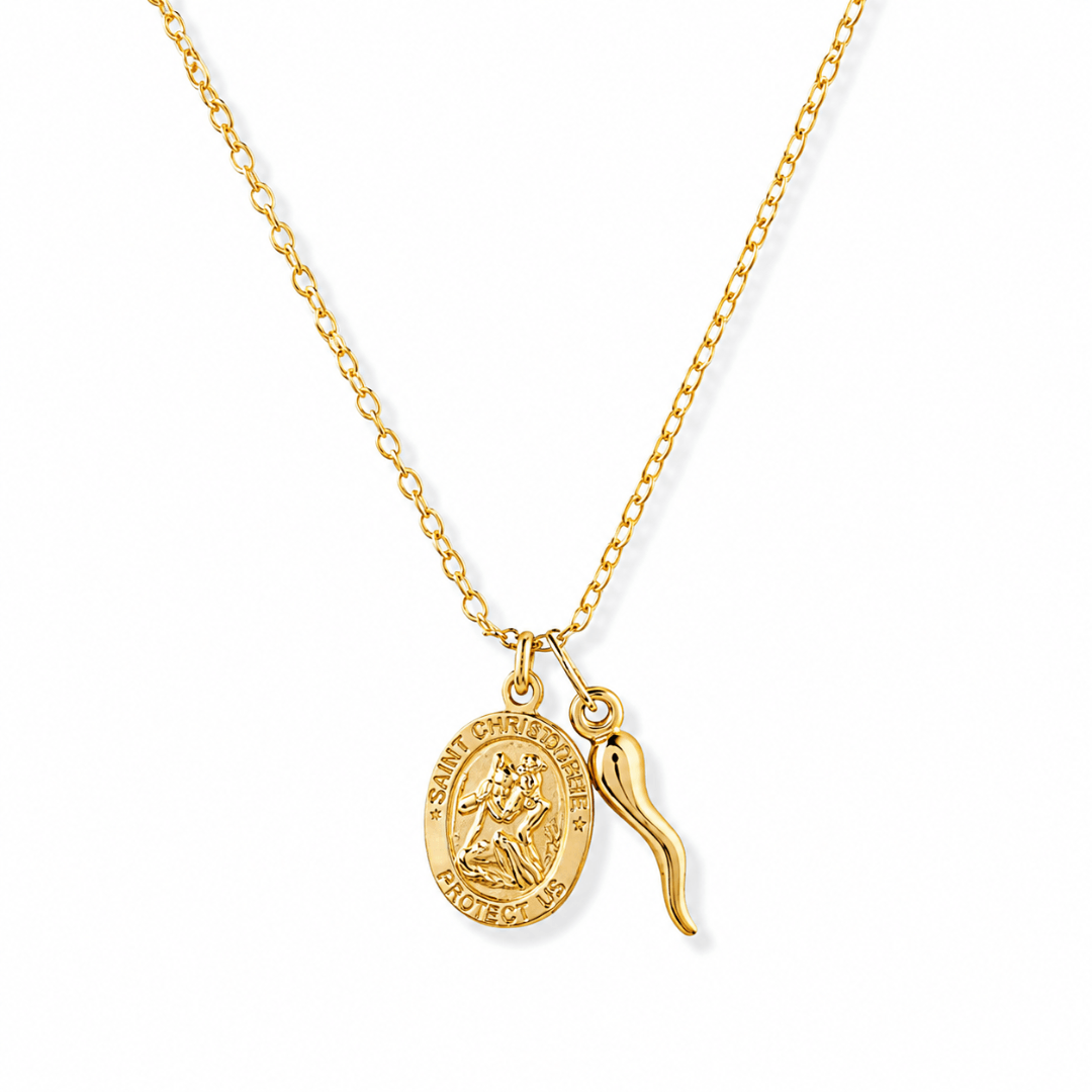 St. Christopher + Cornicello Necklace - Le Serey