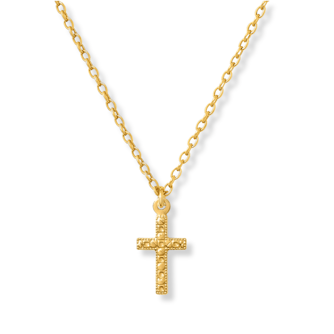 Textured Cross Pendant Necklace - Le Serey
