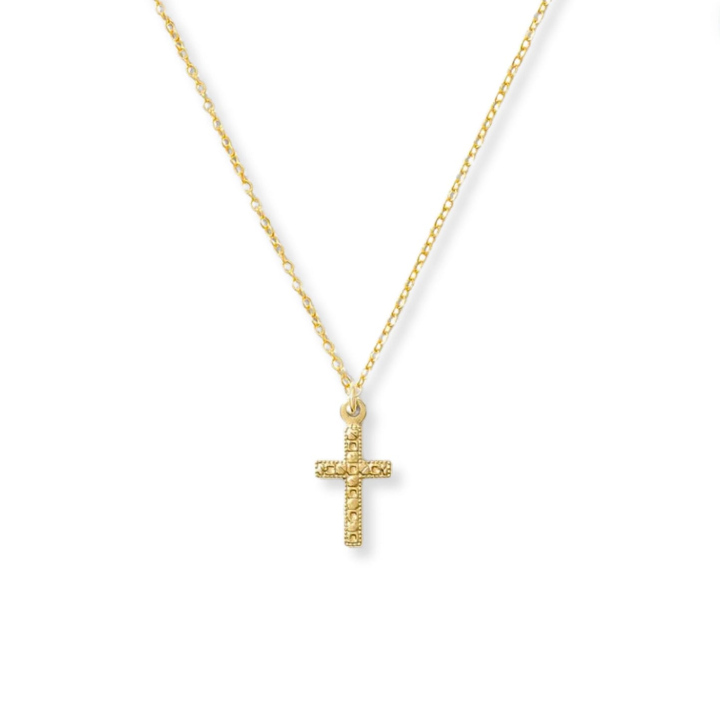 Textured Cross Pendant Necklace - Le Serey