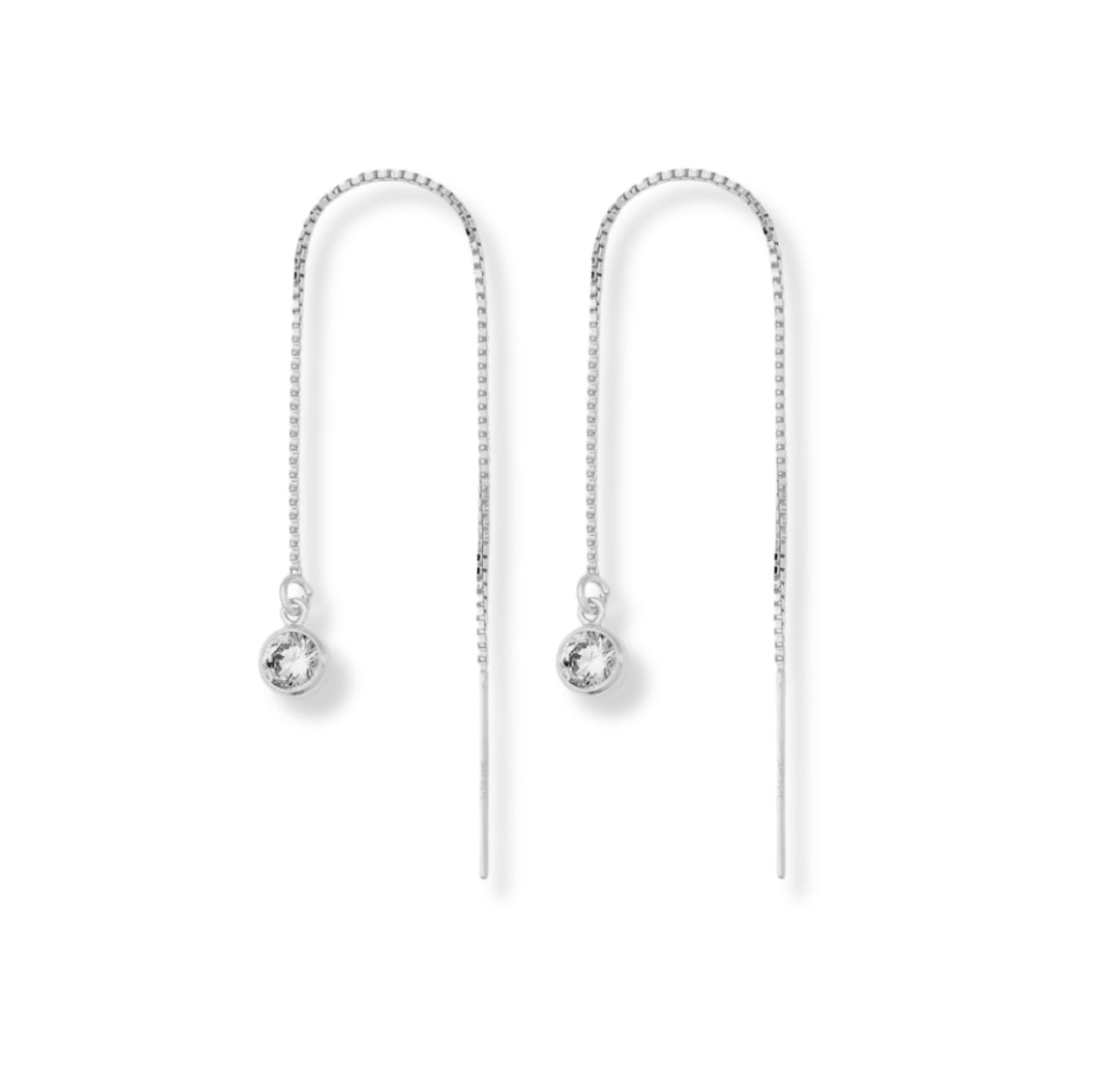 Threader Earrings + CZ Drop Charm - Le Serey