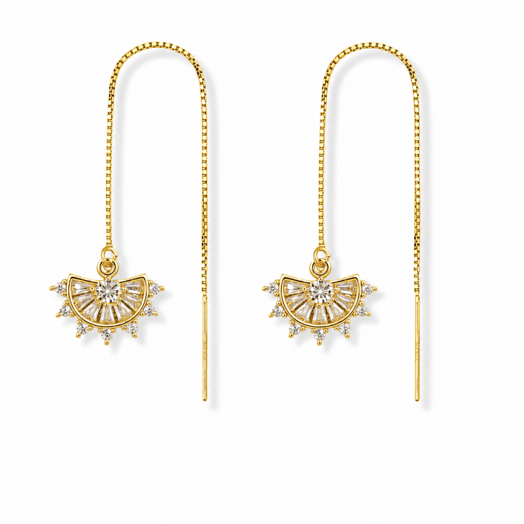 Threader Earrings + Fan Drop Charm - Le Serey