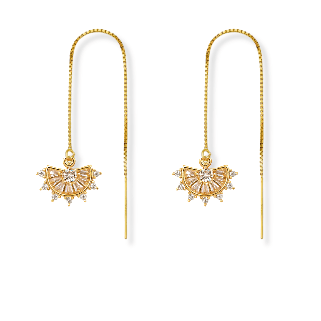 Threader Earrings + Fan Drop Charm - Le Serey