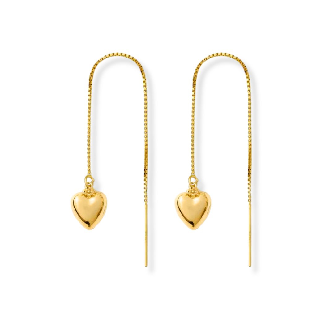 Threader Earrings + Heart Drop Charm - Le Serey