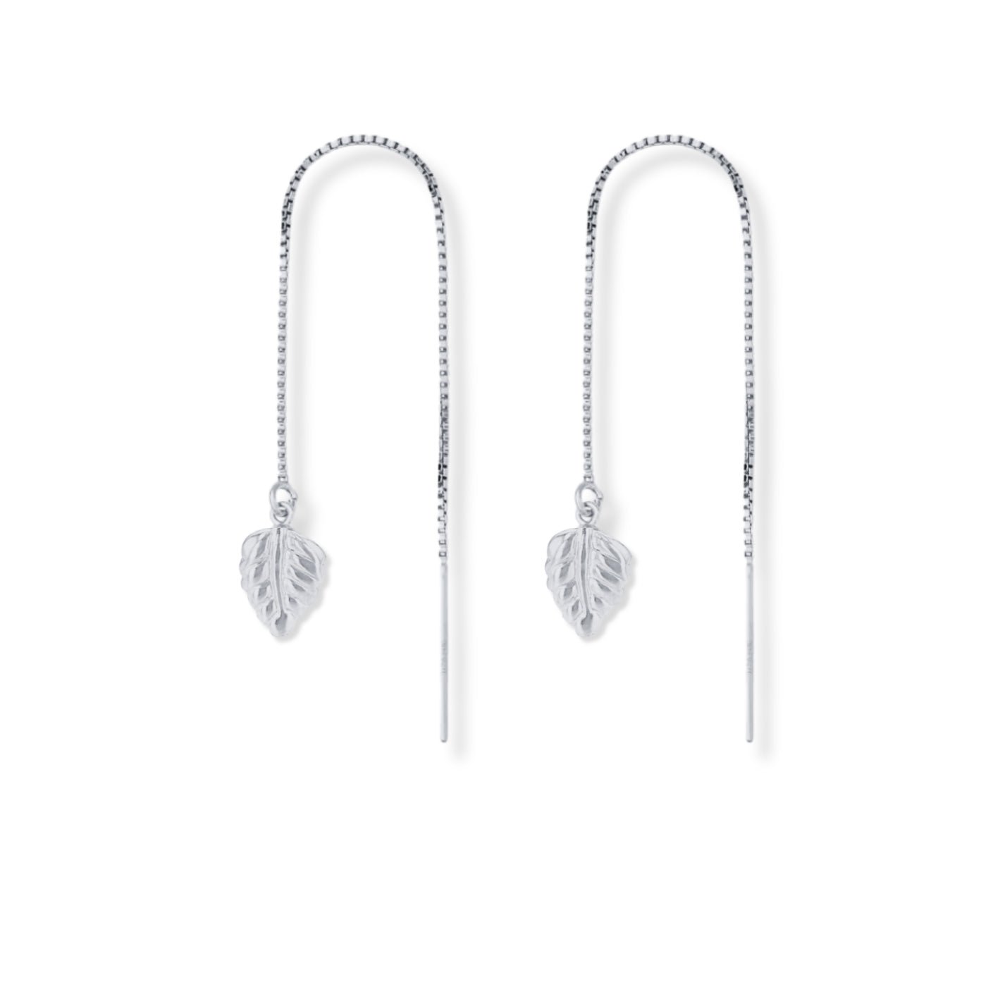 Threader Earrings + Leaf Drop Charm - Le Serey