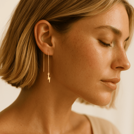 Threader Earrings + Lightning Drop Charm - Le Serey