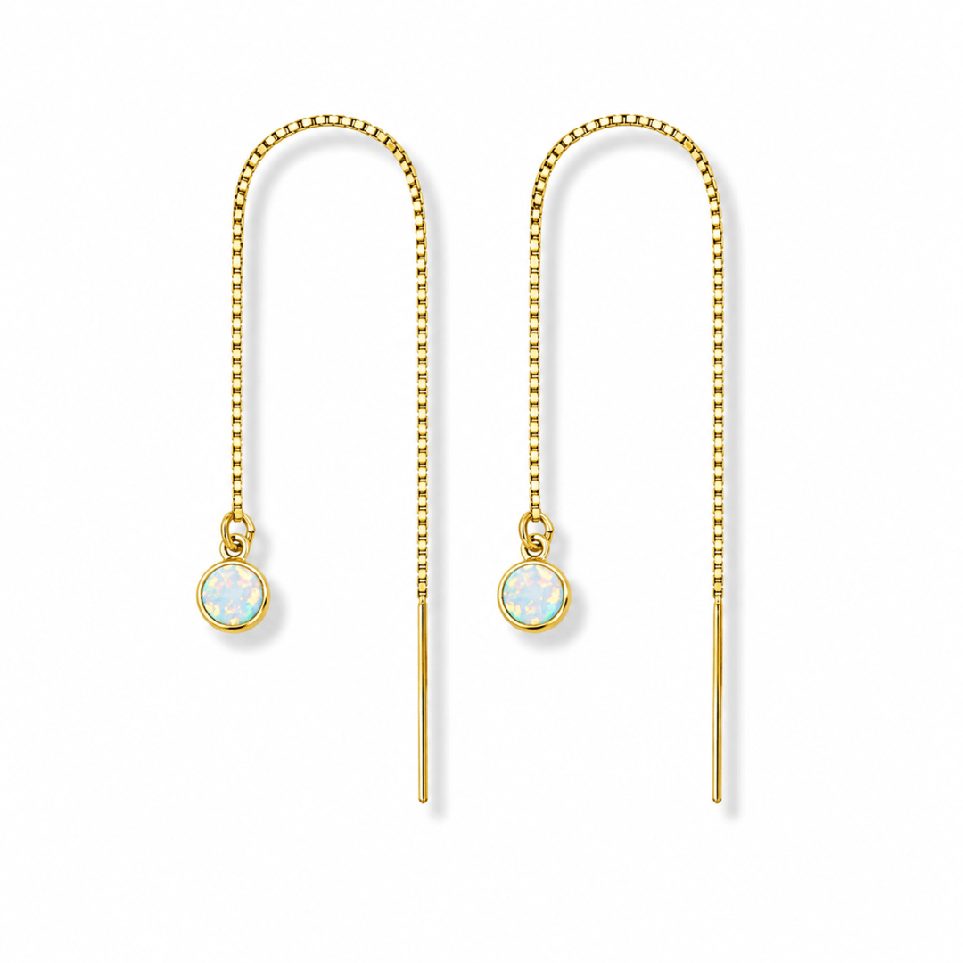 Threader Earrings + Opal Drop Charm - Le Serey