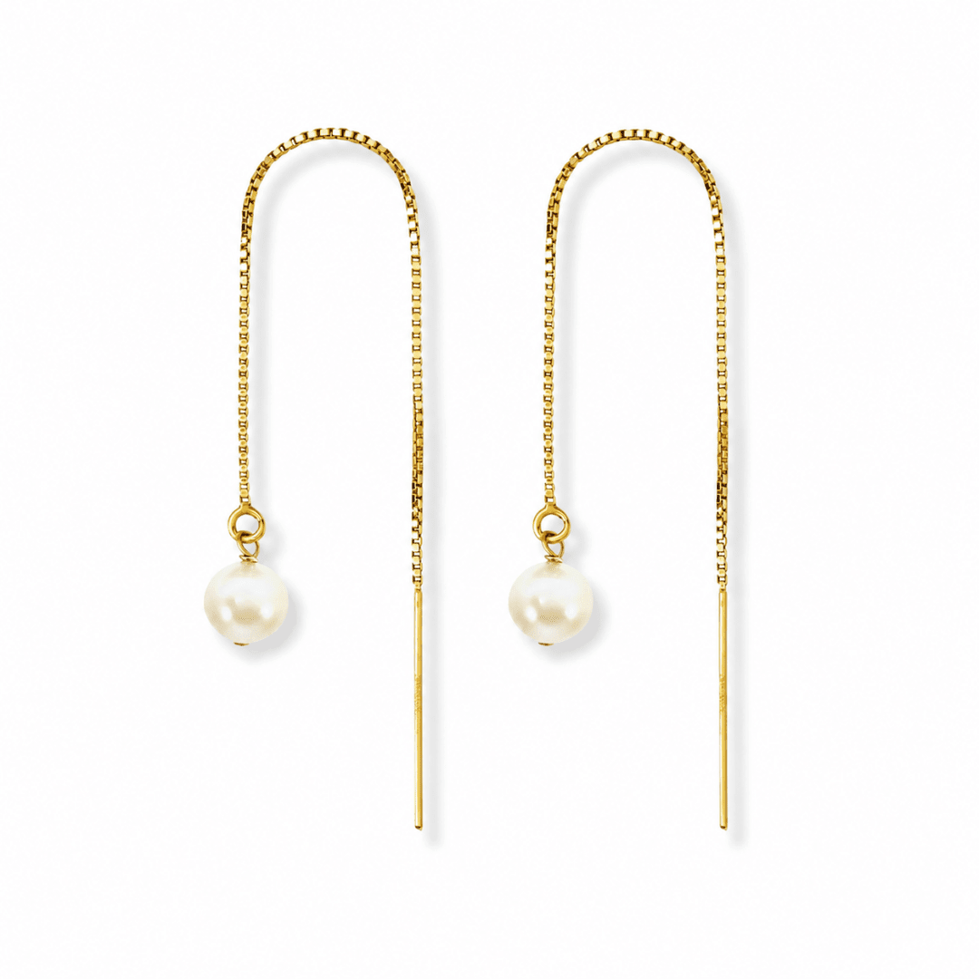 Threader Earrings + Pearl Drop Charm - Le Serey