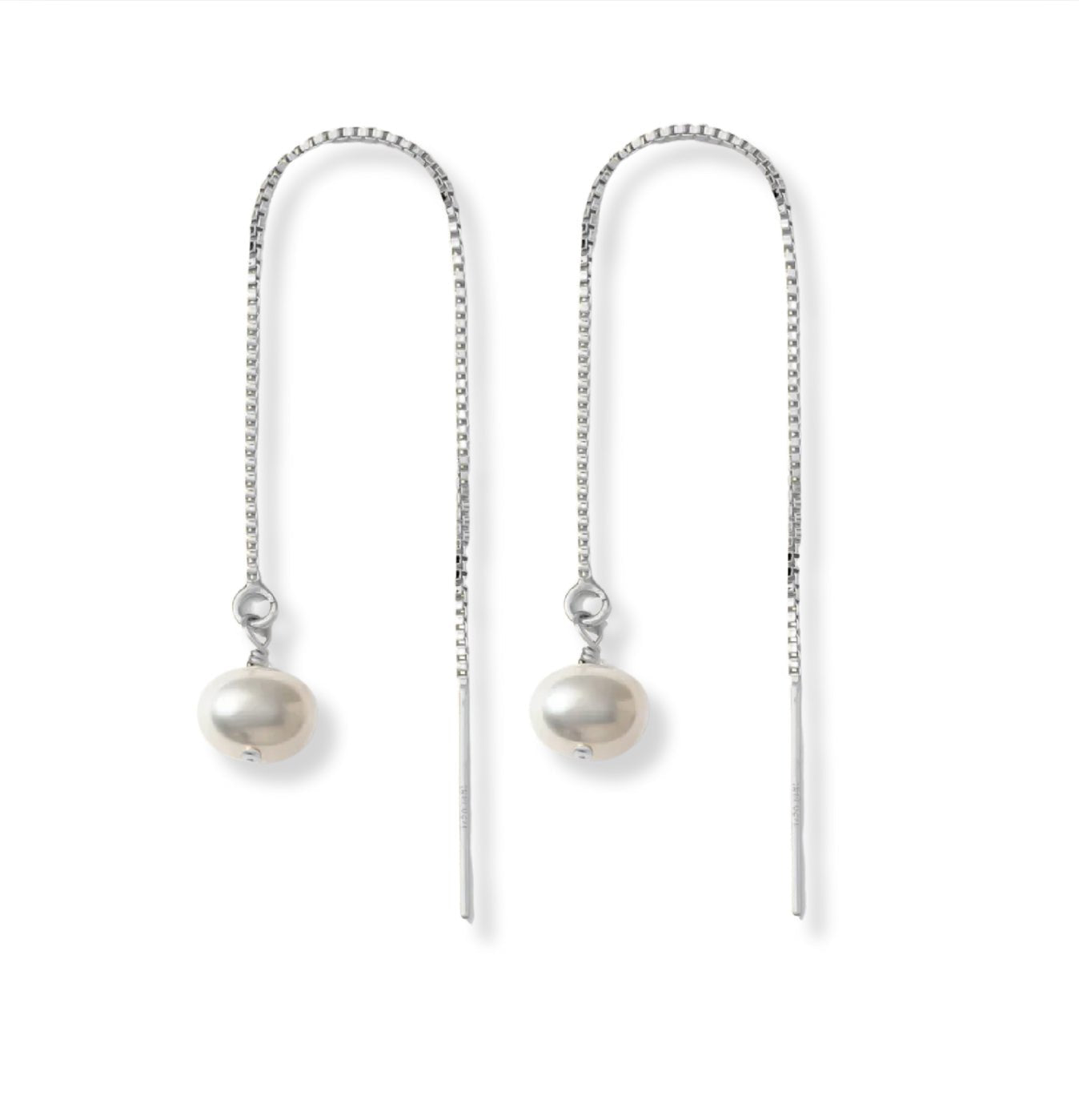 Threader Earrings + Pearl Drop Charm - Le Serey