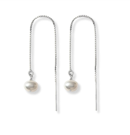 Threader Earrings + Pearl Drop Charm - Le Serey