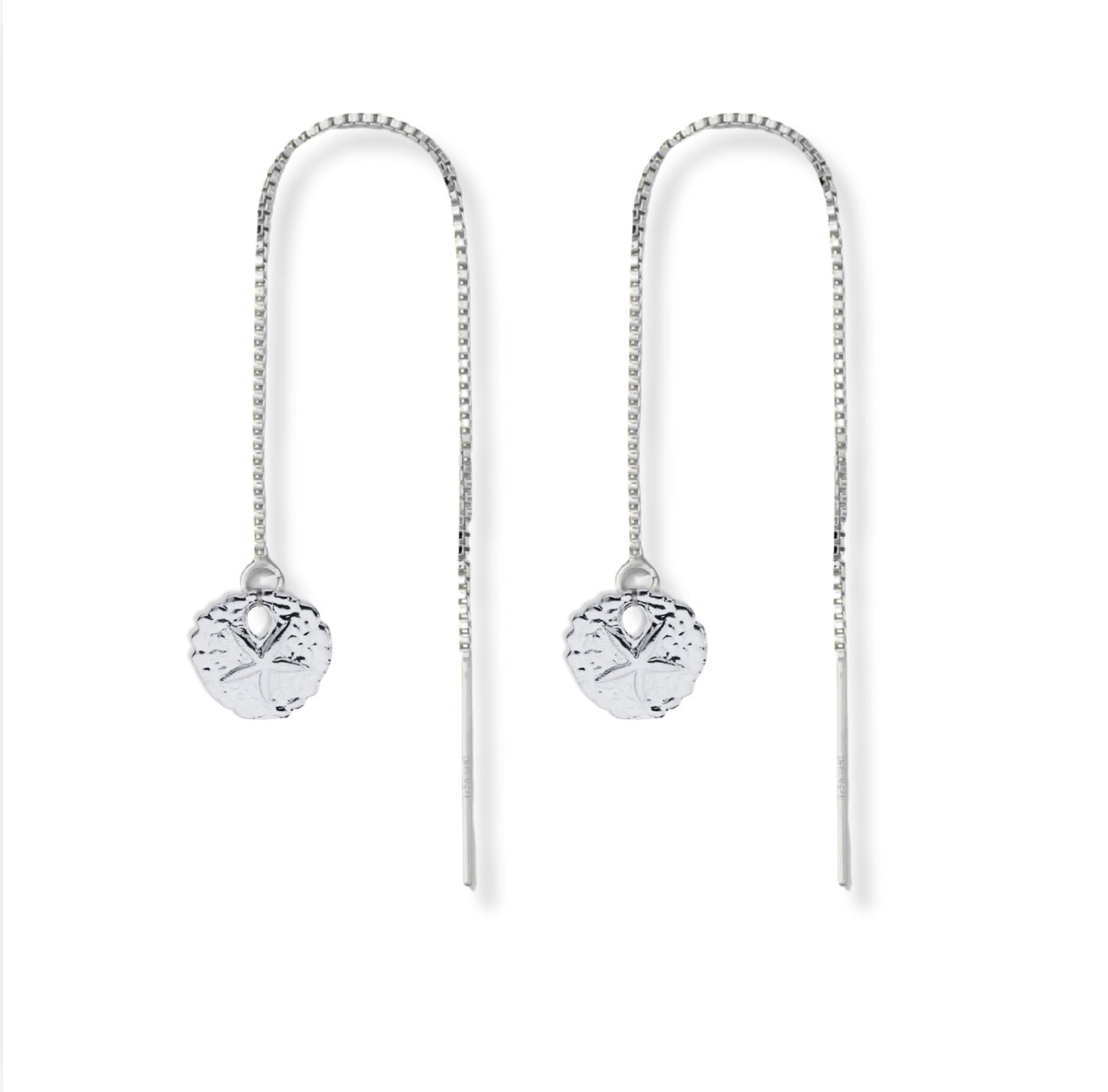 Threader Earrings + Sand Dollar Drop Charm - Le Serey