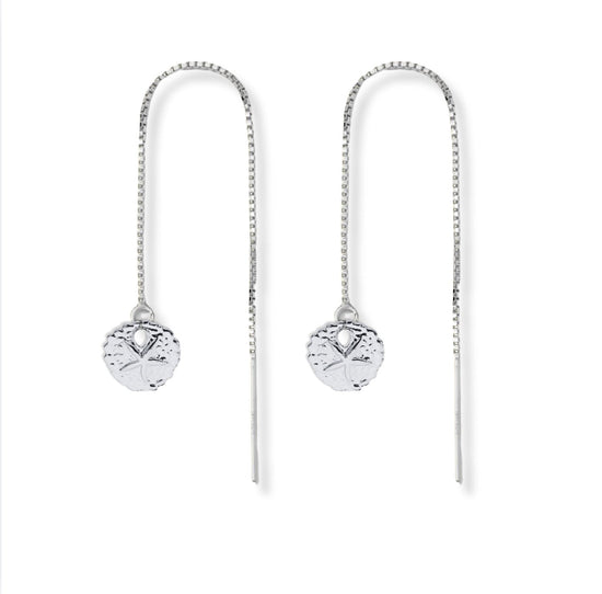 Threader Earrings + Sand Dollar Drop Charm - Le Serey