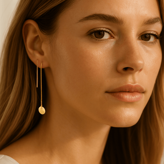 Threader Earrings + Sequin Disc Drop Charm - Le Serey