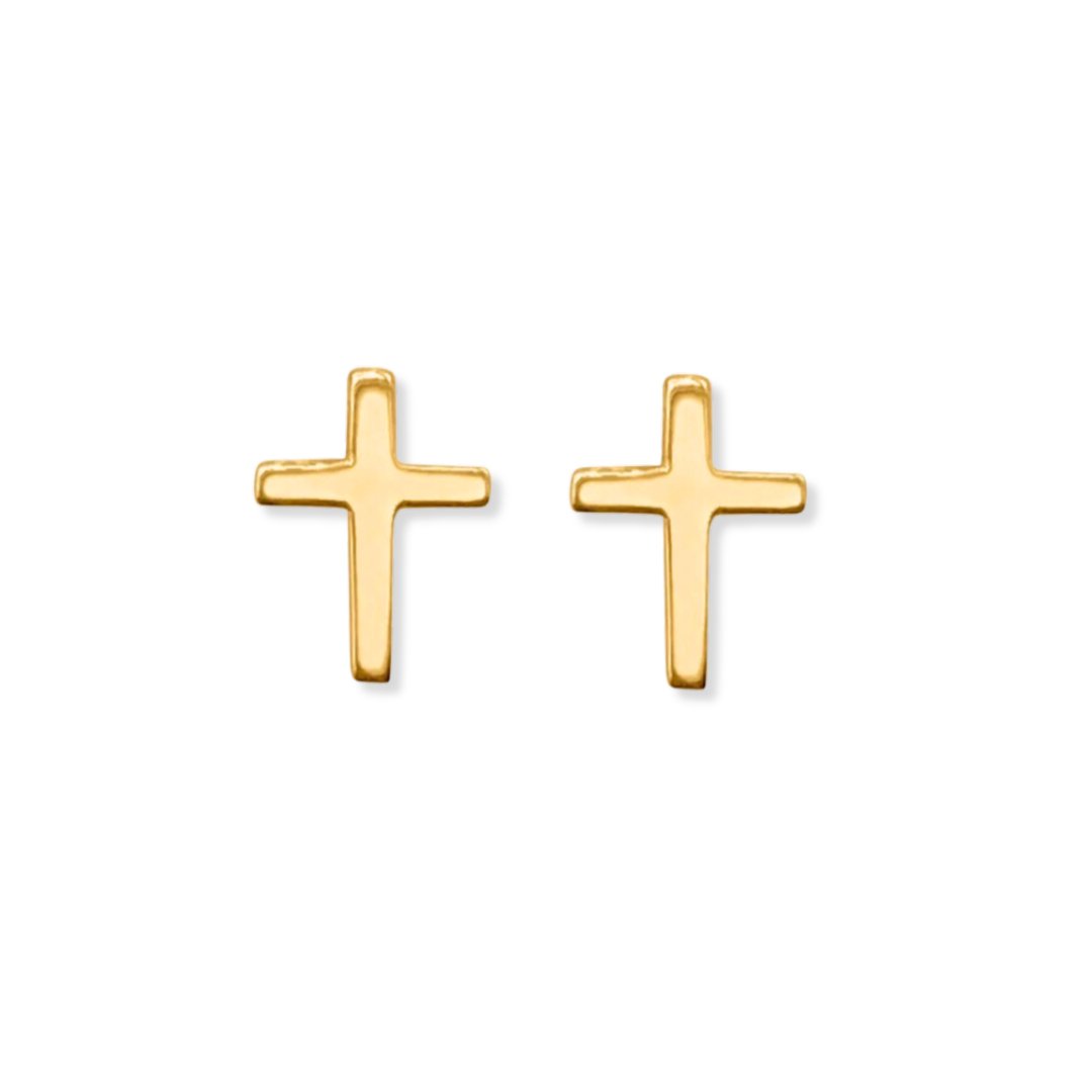 Tiny Cross Stud Earrings - Le Serey