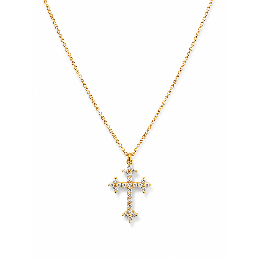 Trefoil Pavé Cross Necklace - Le Serey