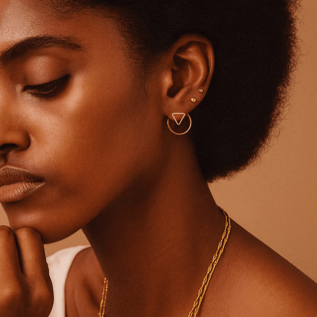 Triangle Studs + Ear Jacket - Le Serey