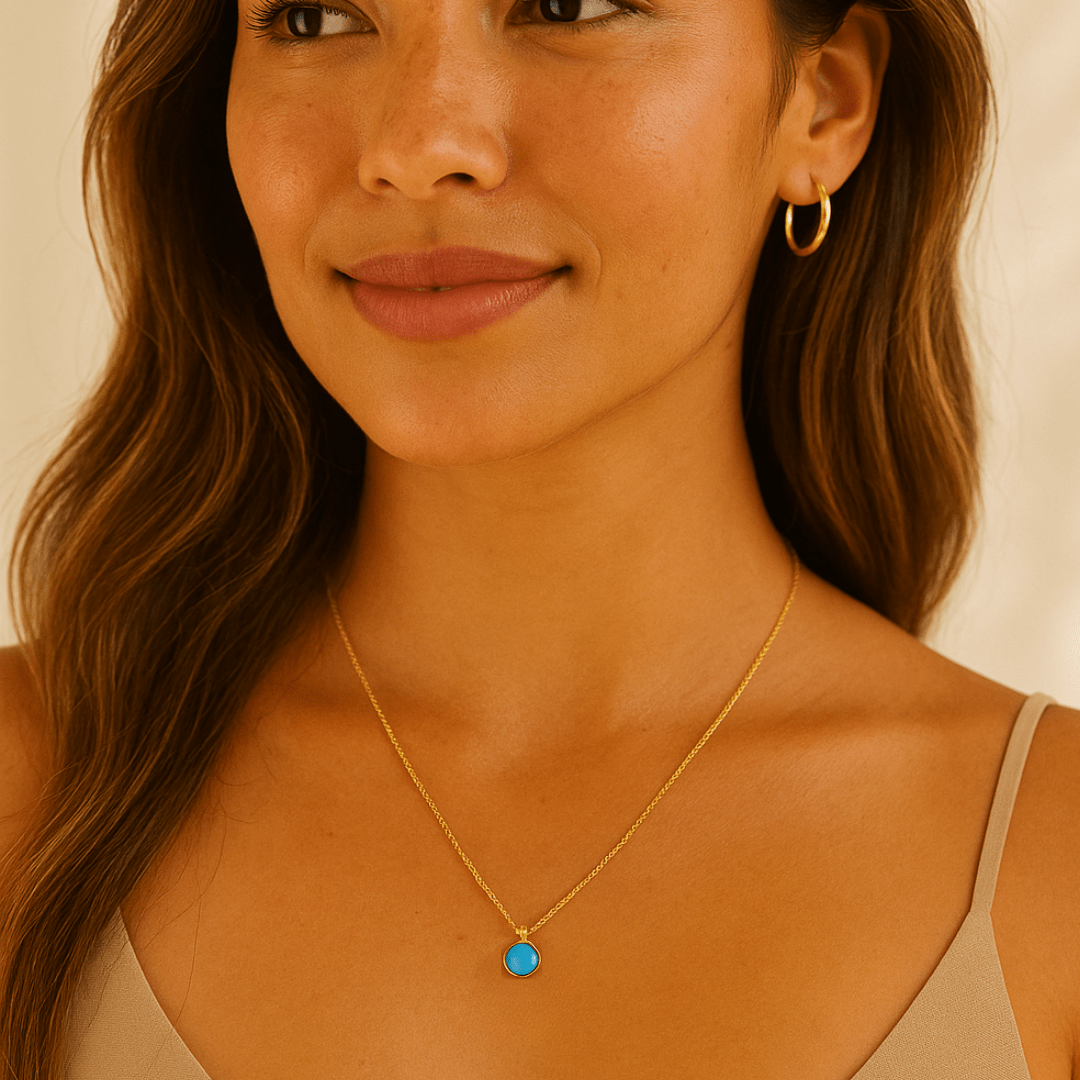 Turquoise Bezel Necklace - Le Serey