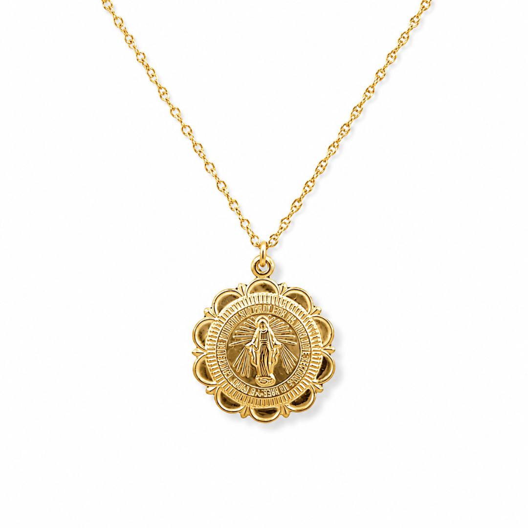 Virgin Mary Scalloped Necklace - Le Serey