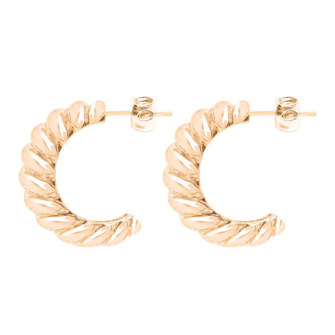 14k Gold Croissant Hoops Solid Gold Le Serey