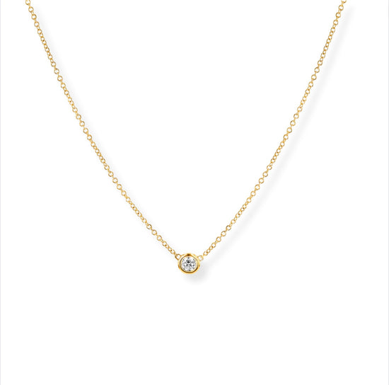 14k Gold Diamond Solitaire Necklace - Le Serey