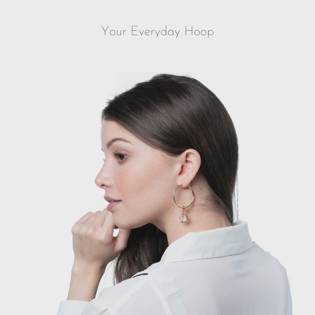 Cat-eye + Natural Shell Tulip Charm