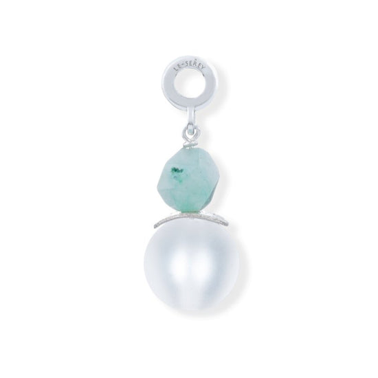 Frosted Glass + Chalcedony Tulip Charm - Le Serey