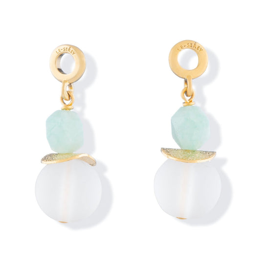 Frosted Glass + Chalcedony Tulip Charm - Le Serey