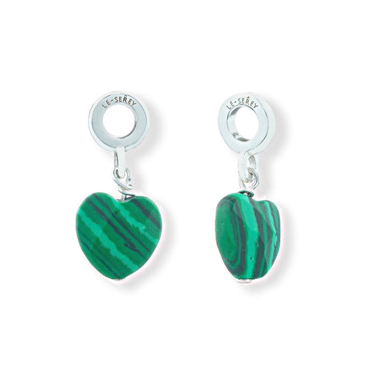 Load image into Gallery viewer, Malachite Heart Drop Charm - Le Serey
