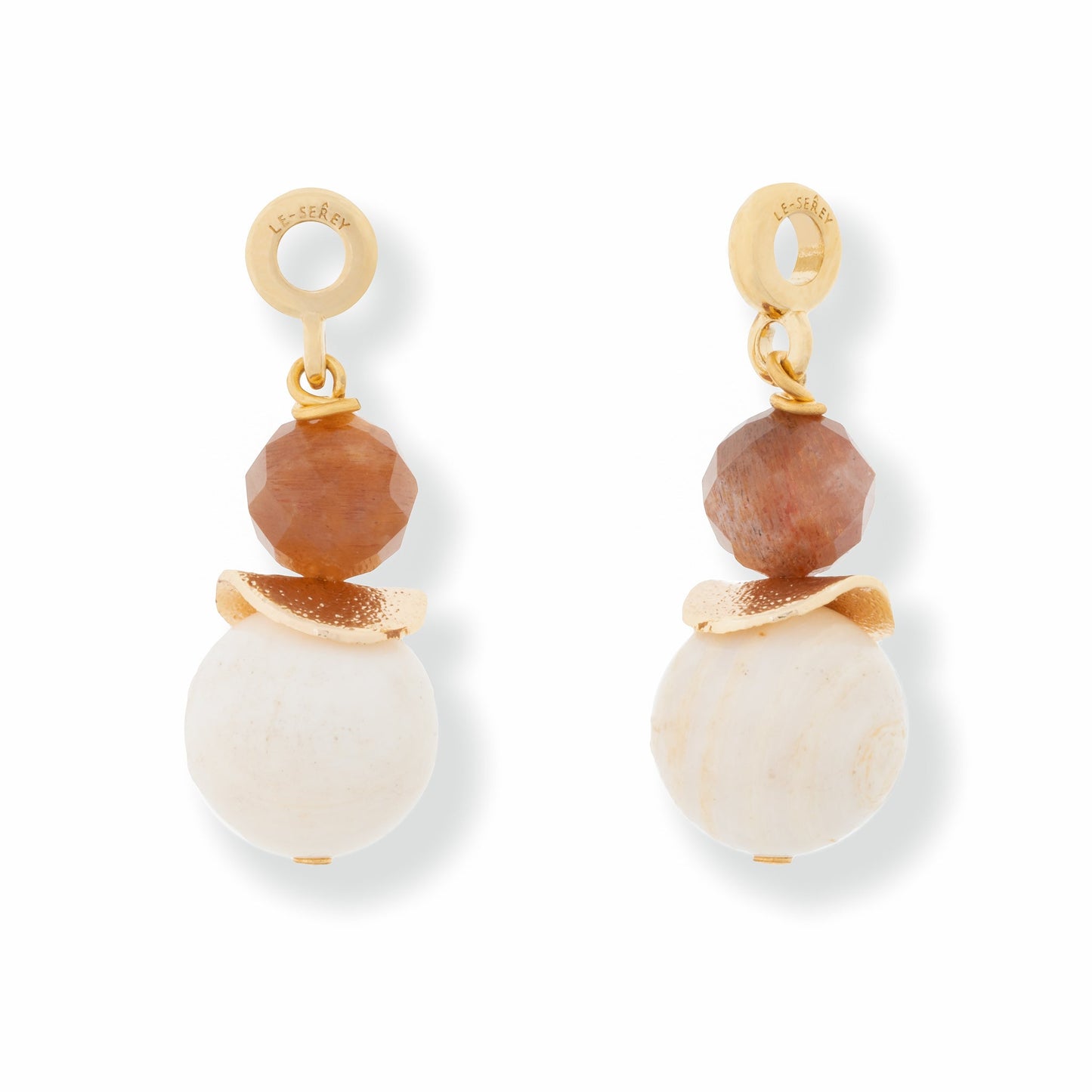 Sunstone + Natural Shell Tulip Charm - Le Serey