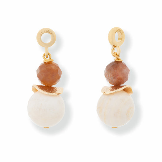 Load image into Gallery viewer, Sunstone + Natural Shell Tulip Charm - Le Serey
