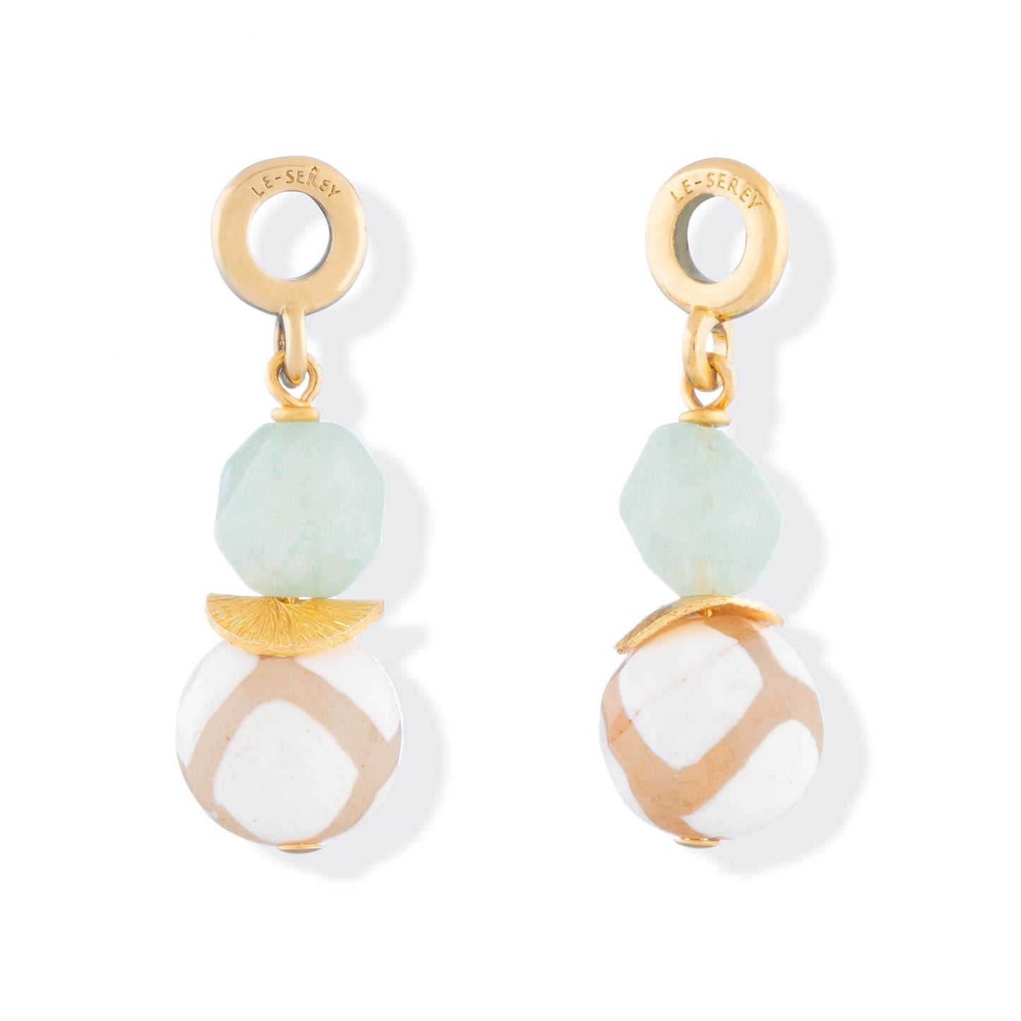 Tibetan Agate + Chalcedony Midi Tulip Charm - Le Serey