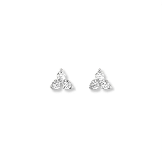 Triple CZ Diamond Stud Earrings - Le Serey